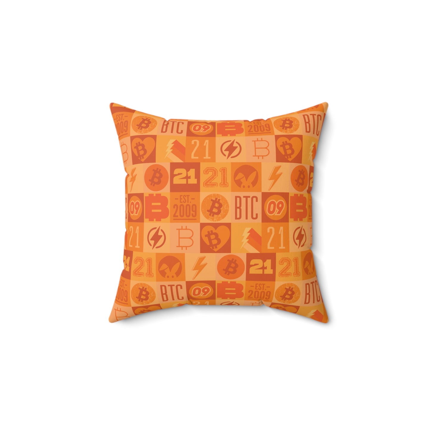 Orange Bitcoin Journey Square Pillow