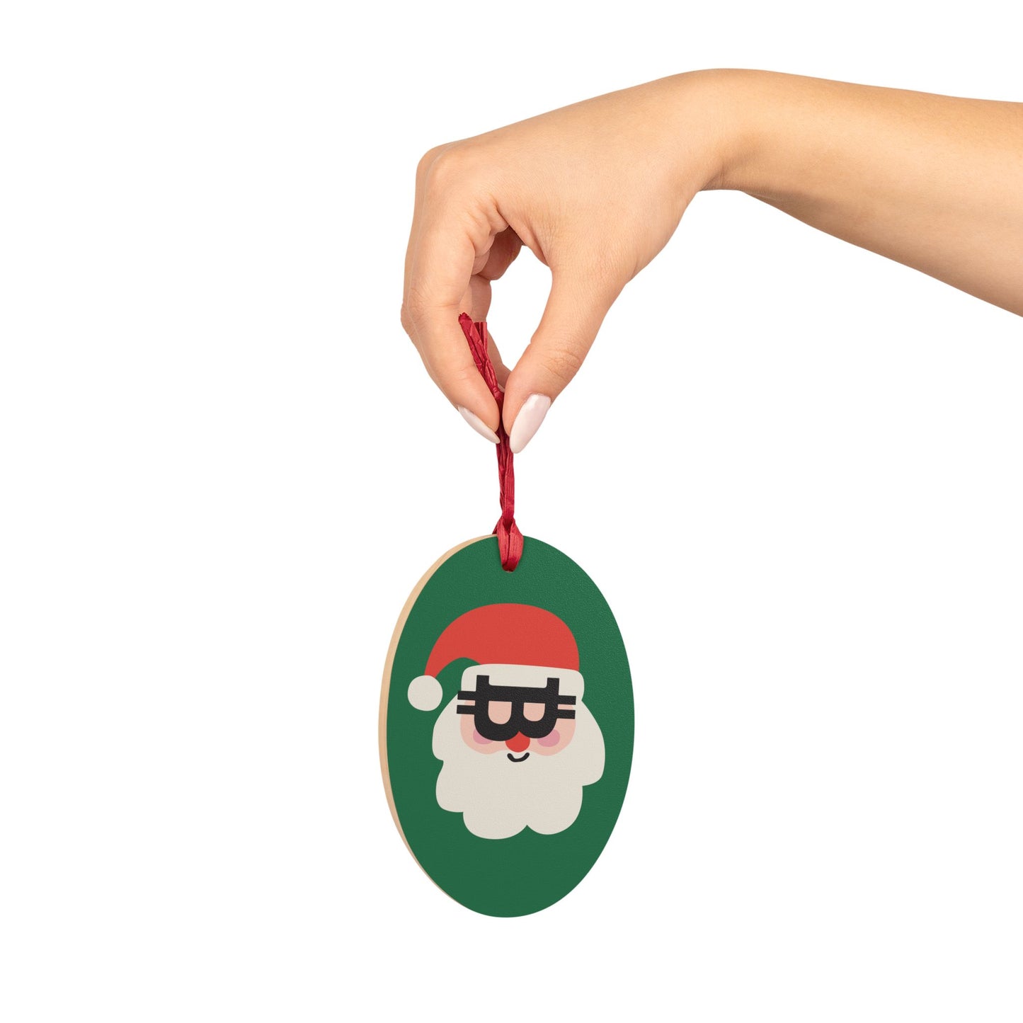 Bitcoin Santa Wooden Ornament
