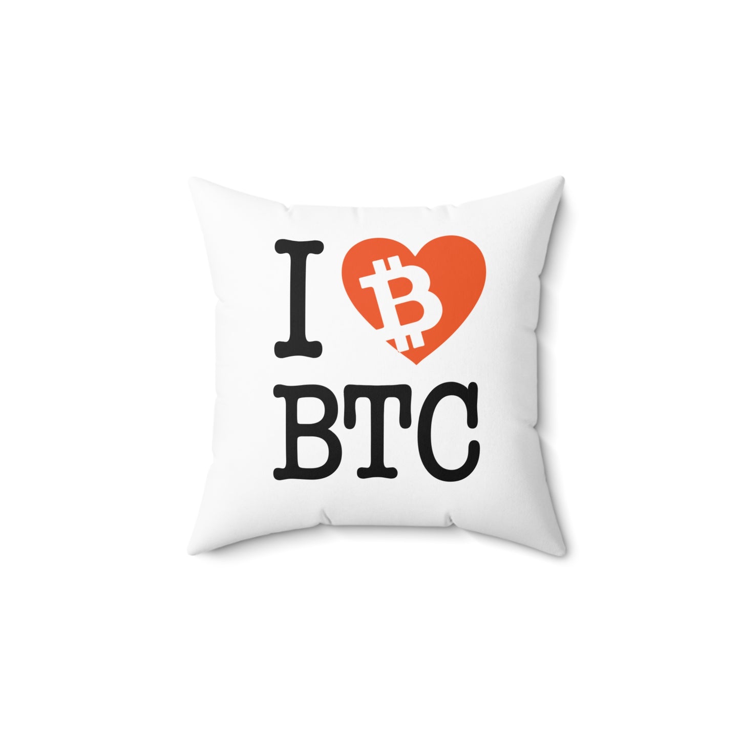 I Heart BTC Bitcoin White Square Pillow
