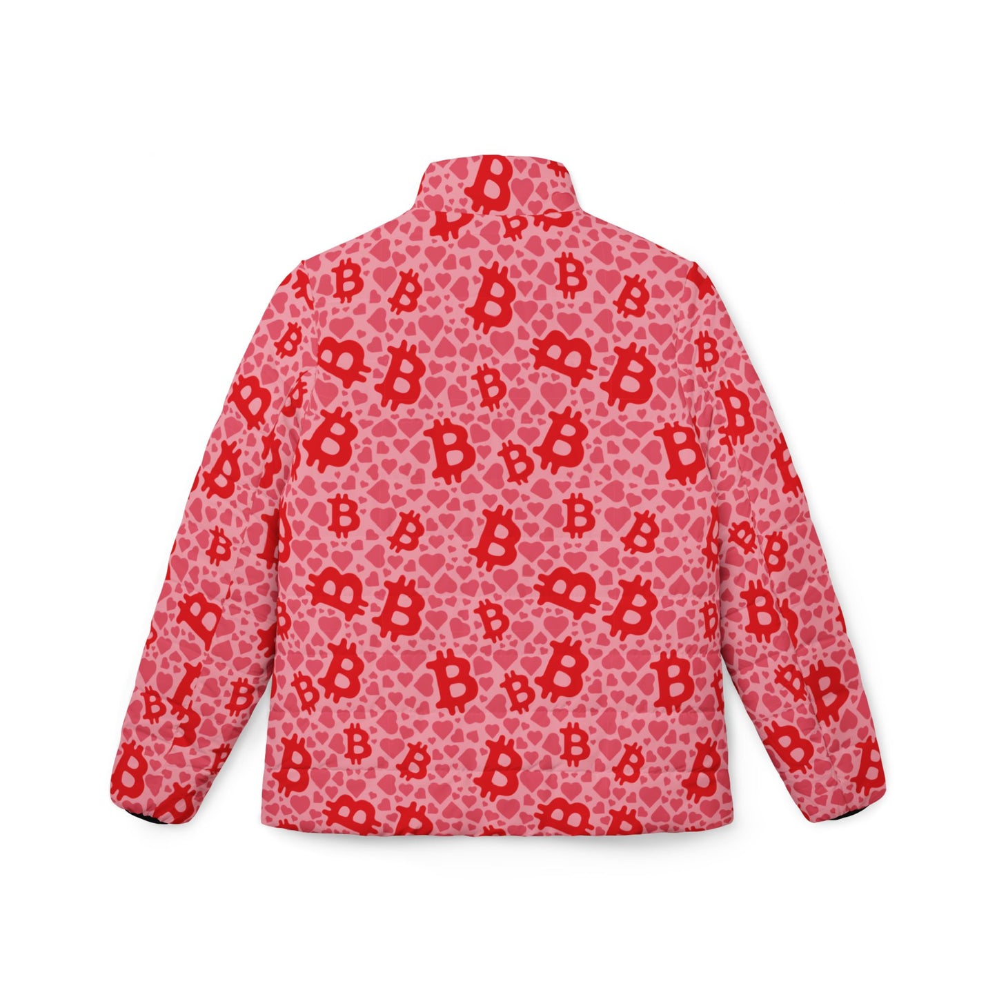 Itty Bitty Bitcoin and Hearts Women’s Puffer Jacket