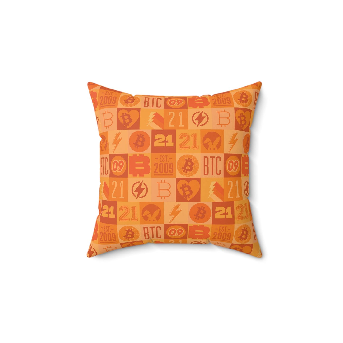 Orange Bitcoin Journey Square Pillow