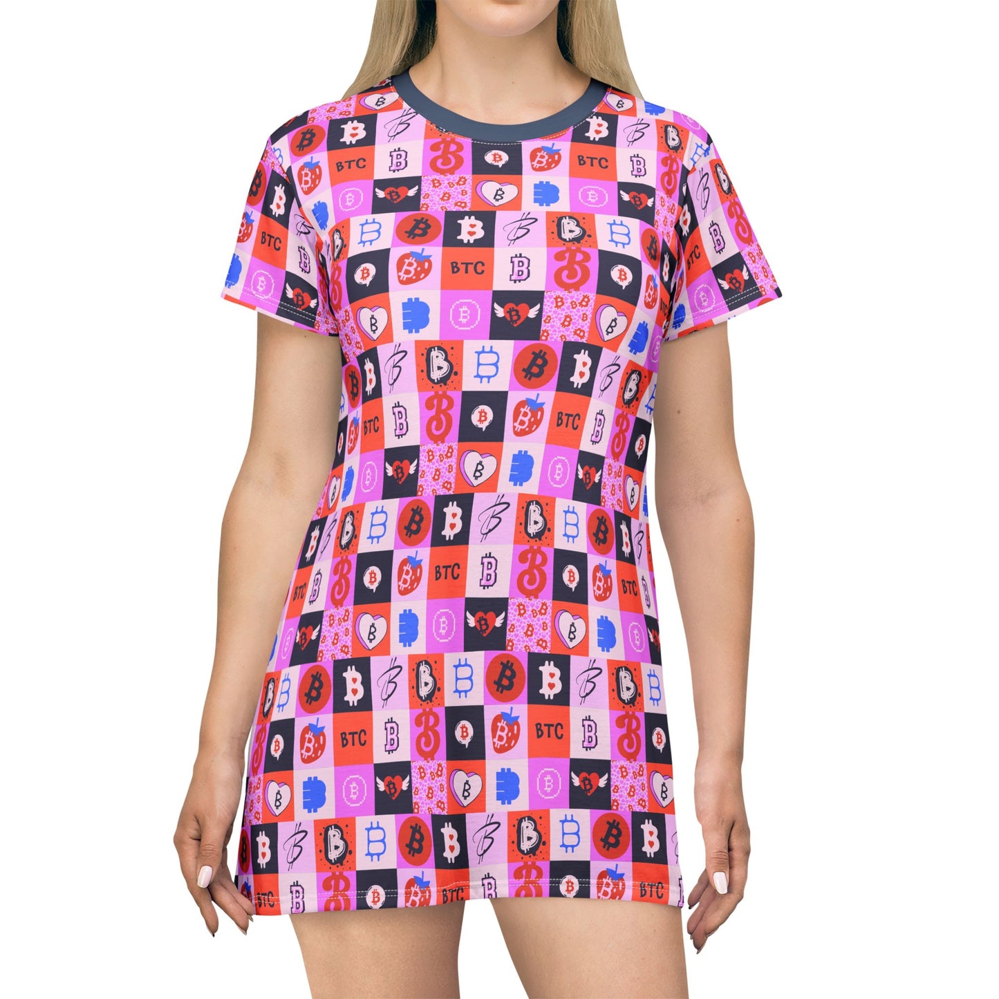Bitcoin Love Patchwork T-Shirt Dress