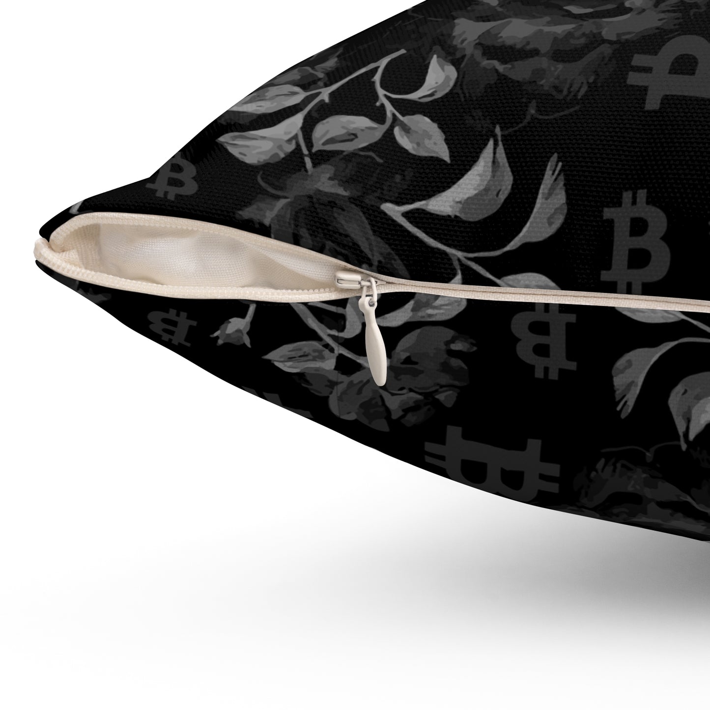 Black Stack Roses Square Pillow