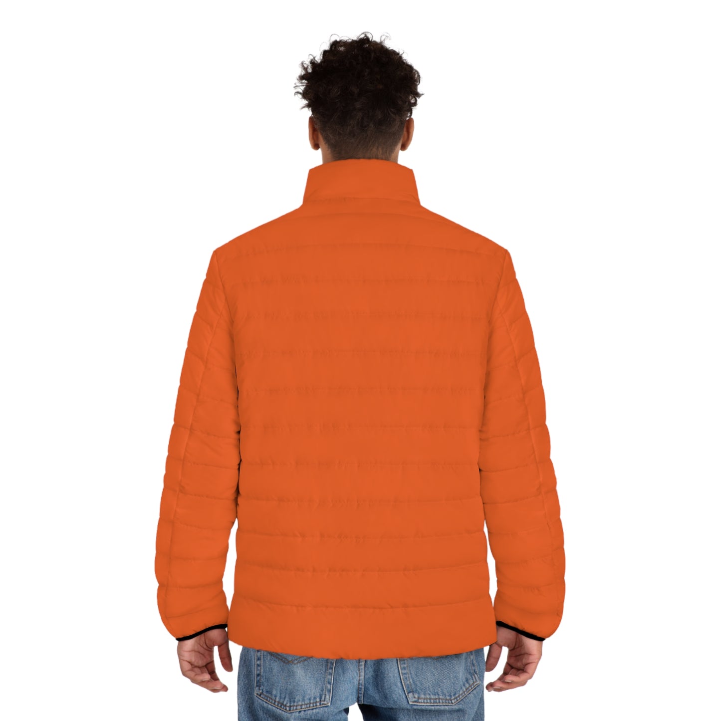 Classic Orange Simple Bitcoin Symbol. Men's Bitcoin Puffer Jacket