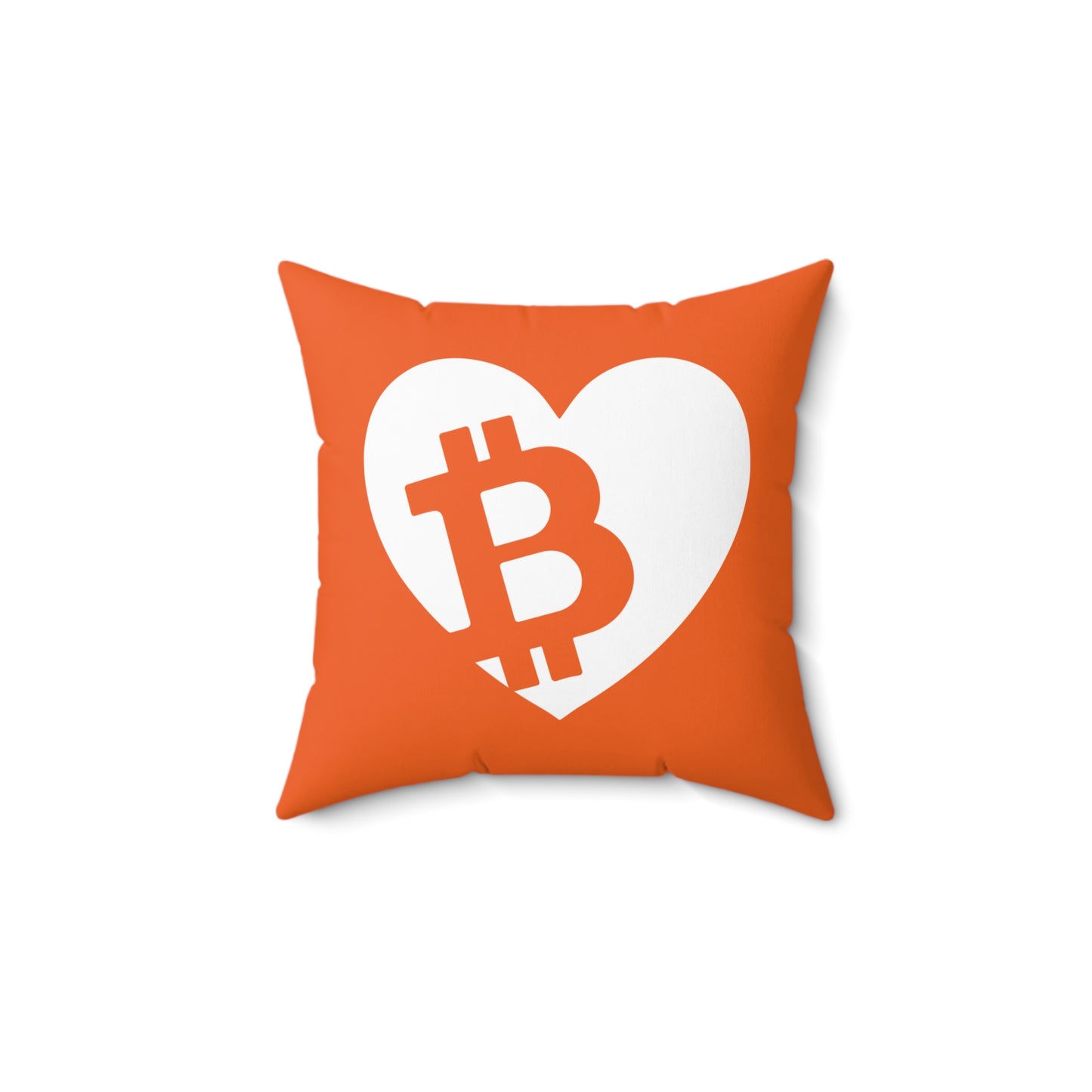 Bitcoin Pocket Heart Orange Square Pillow