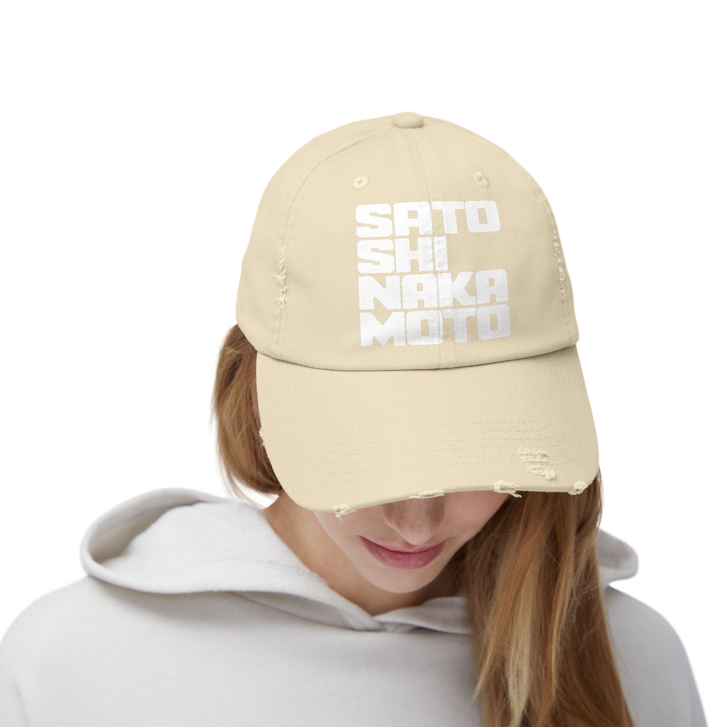 Satoshi Nakamoto Cubed Printed (STEALTH) Distressed Cap