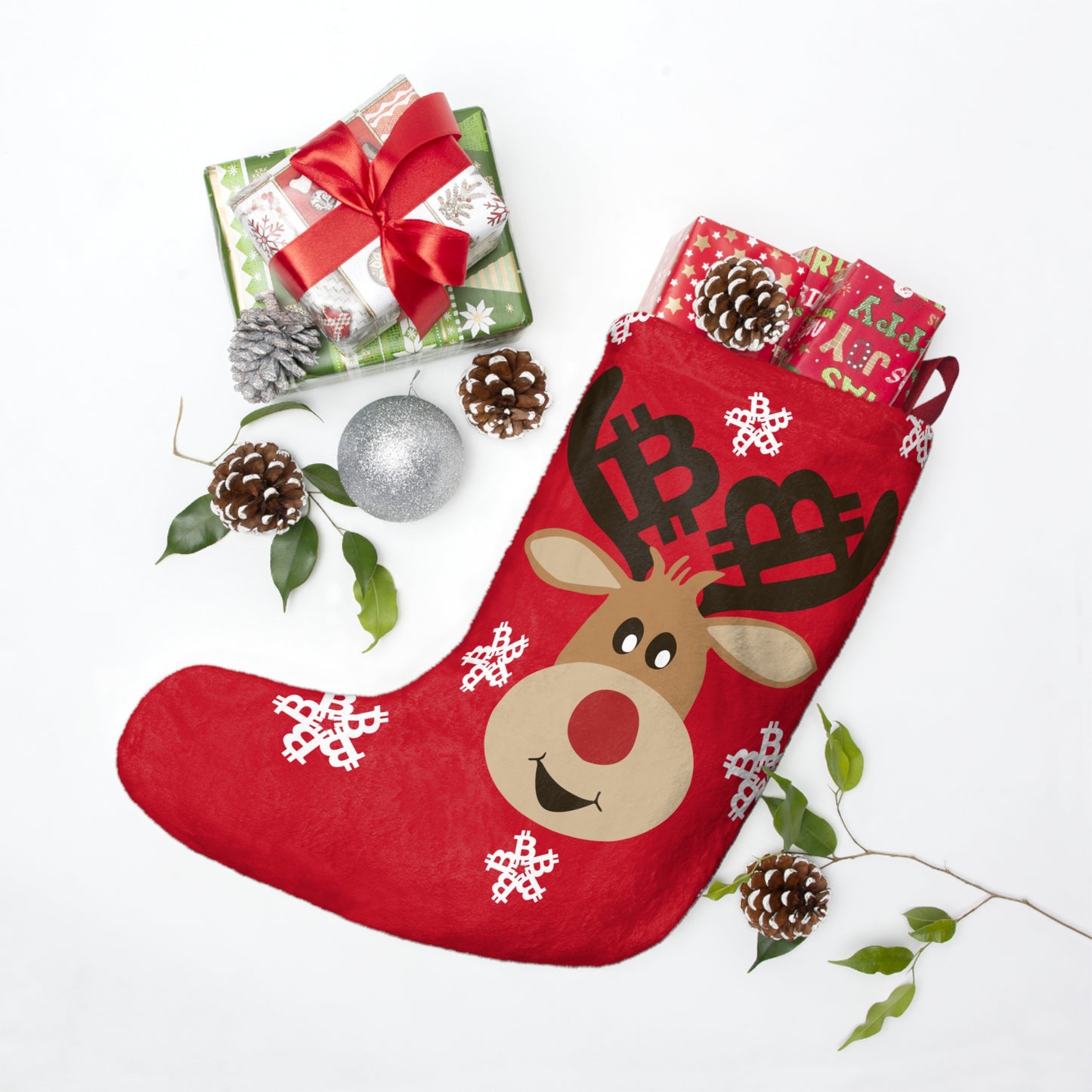 Bitcoin Rudolf Christmas Stocking