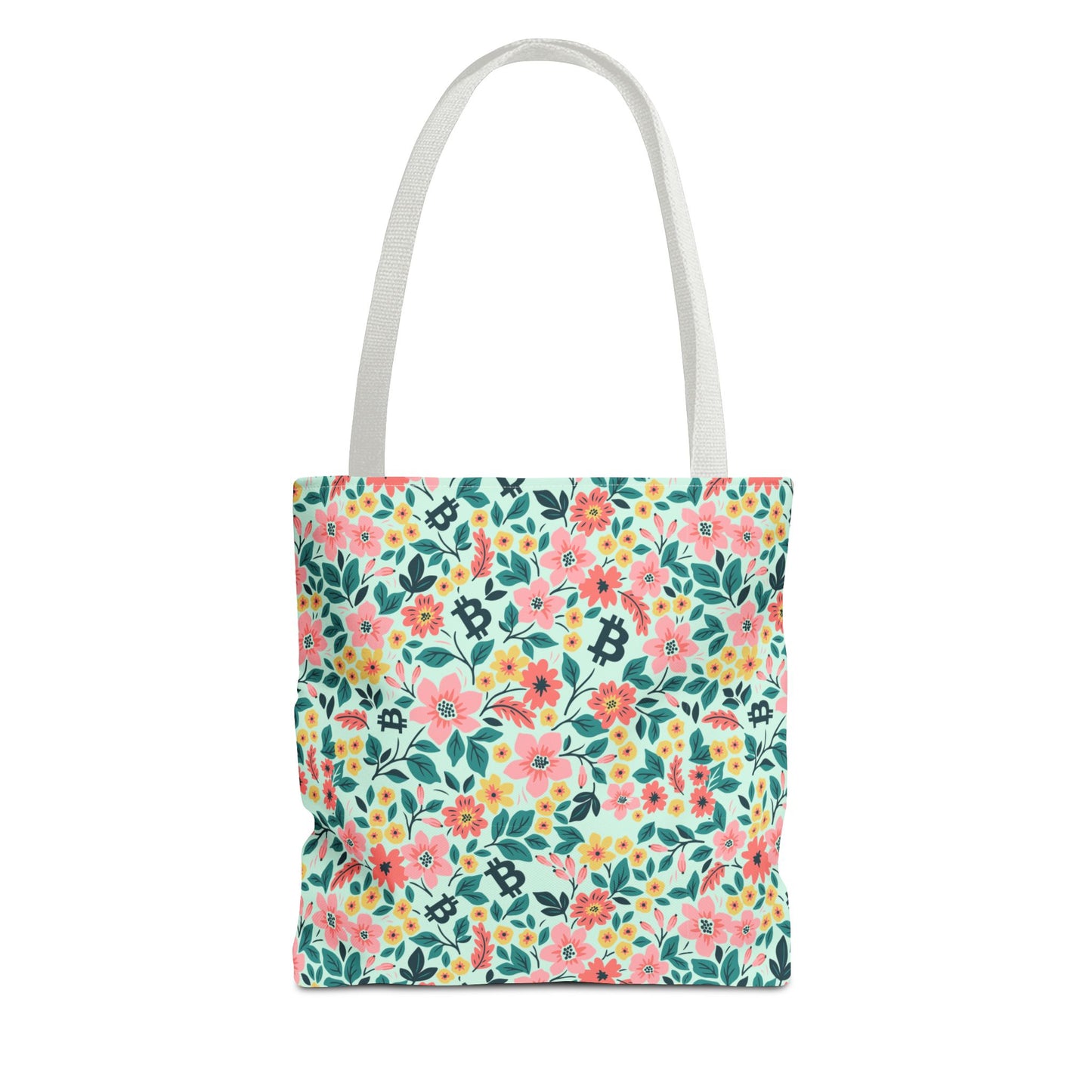 Green Floral Spring Bitcoin Tote Bag