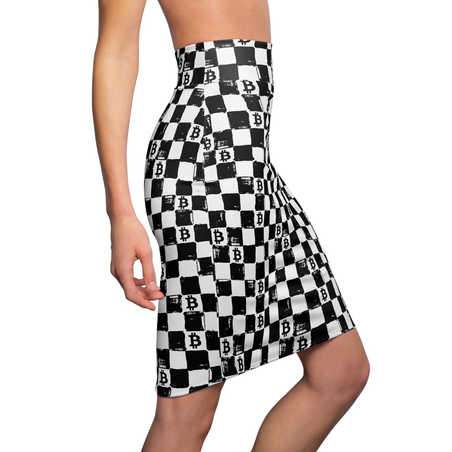 Chessboard Bitcoin Women's Pencil Skirt