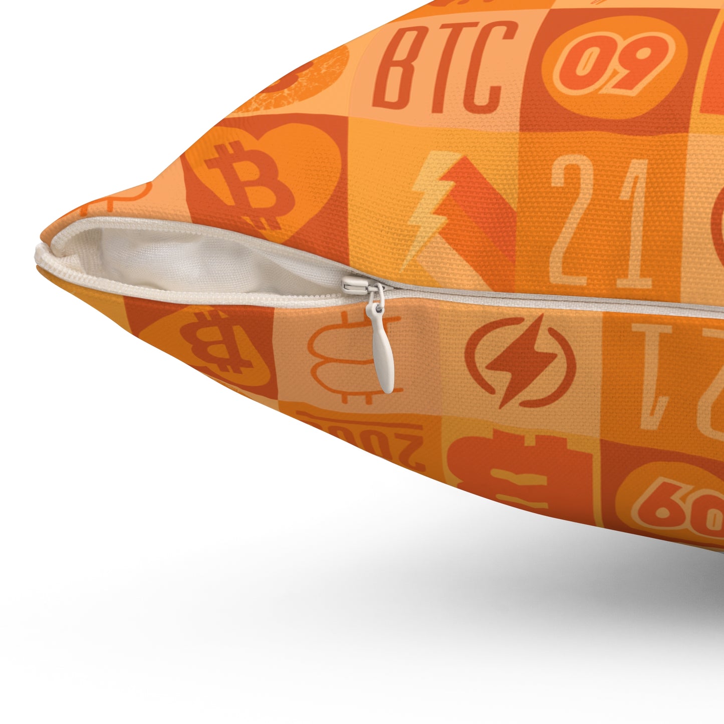 Orange Bitcoin Journey Square Pillow