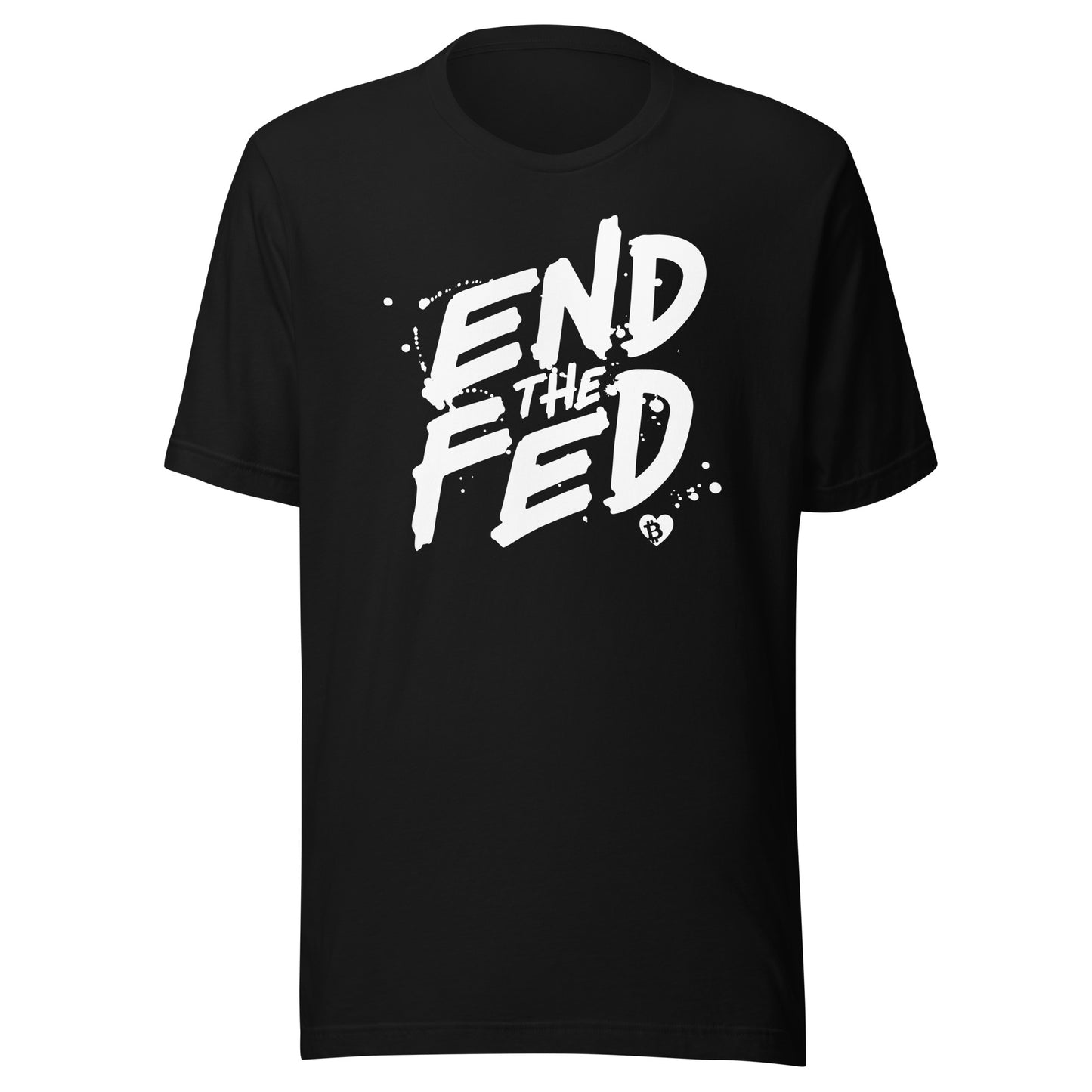 Black t-shirt with 'END THE FED' text in white on a white background