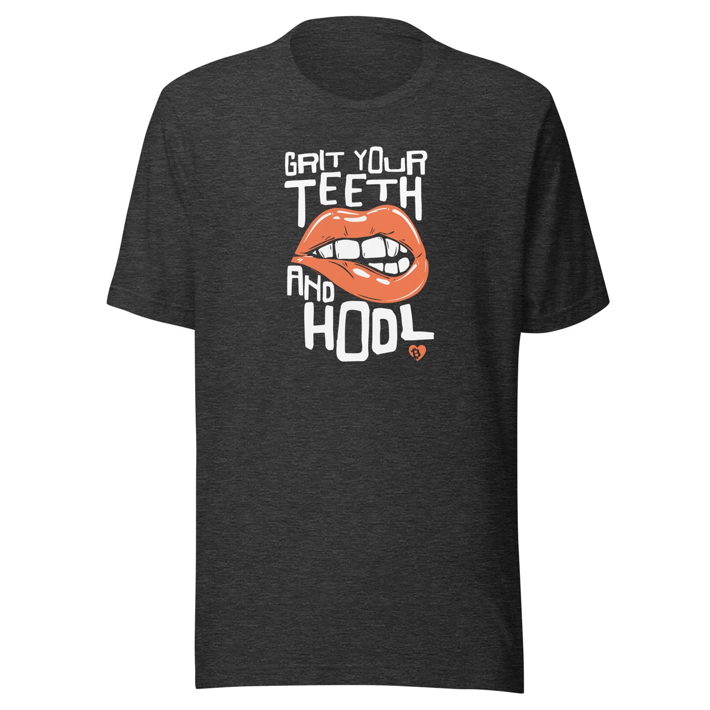 Black t-shirt with HODL graphic design and text on a white background