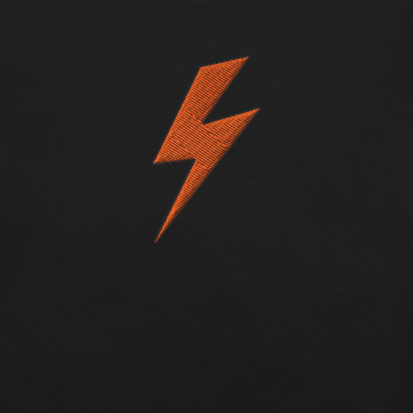 Orange lightning bolt symbol on a black background