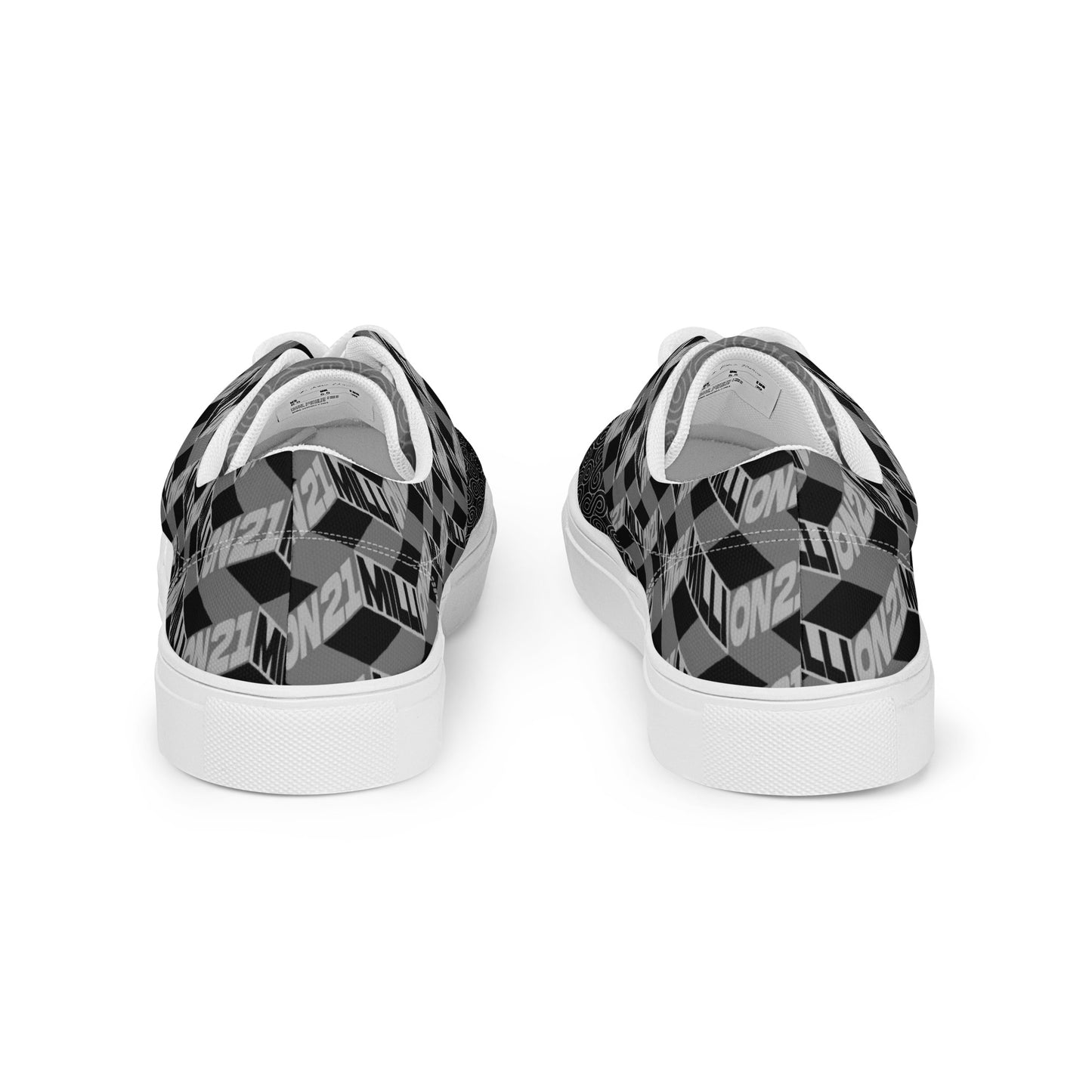Black and white patterned sneakers on a white background