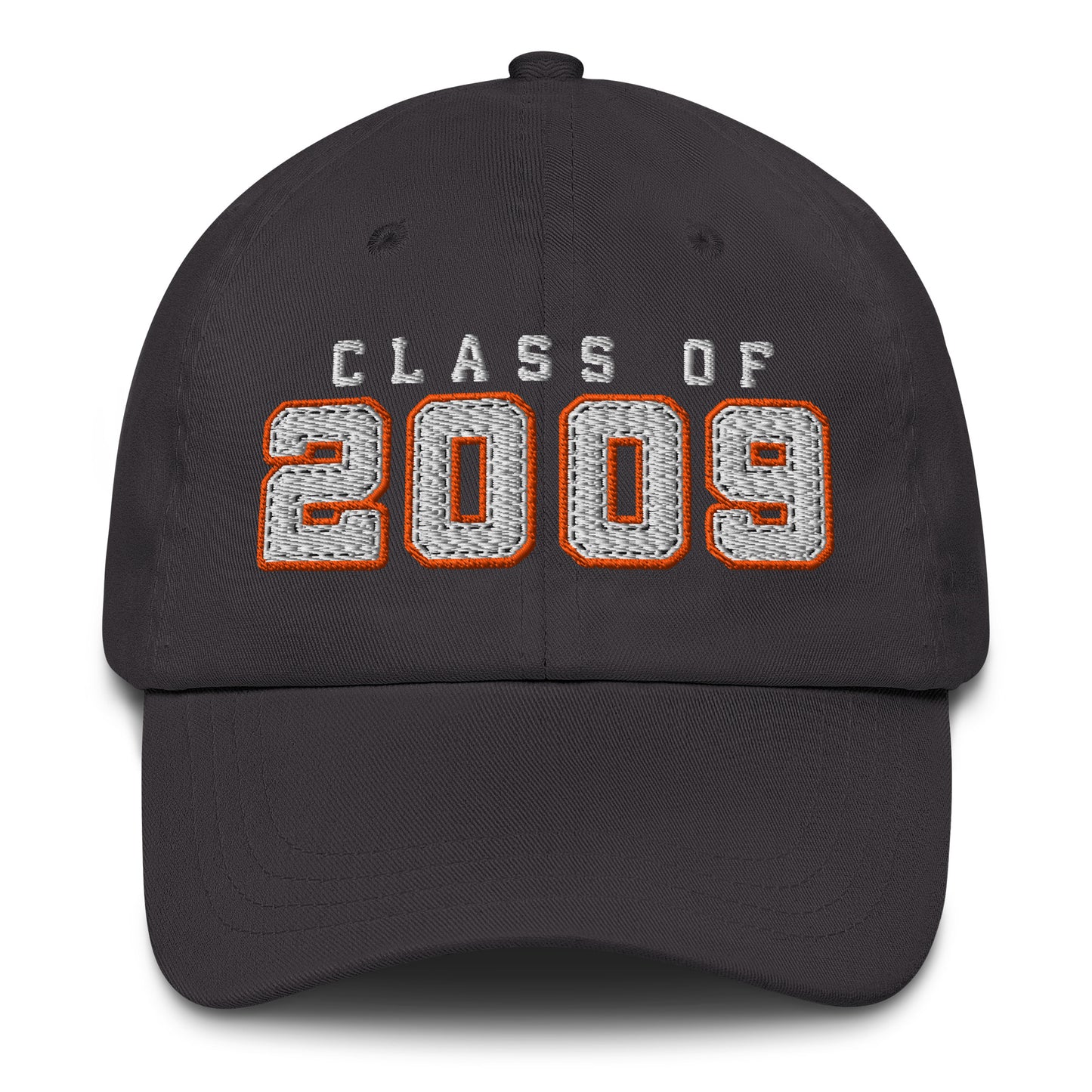 Black cap with 'Class of 2009' text on a white background