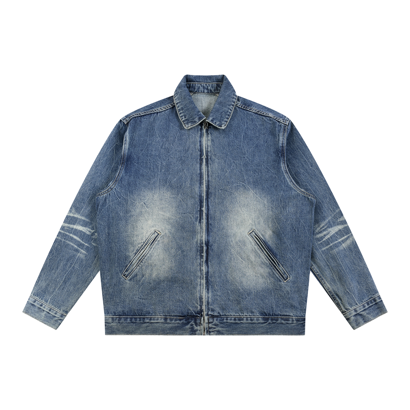 Satoshi Nakamoto Cubed Stealth Vintage Wash Zip Up Denim Jacket