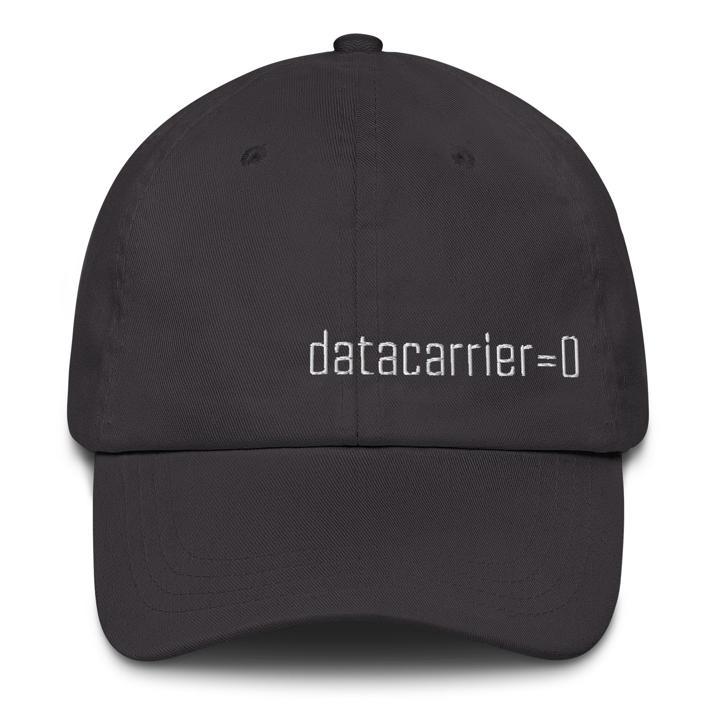 Black cap with 'datacarrier=0' text on a white background