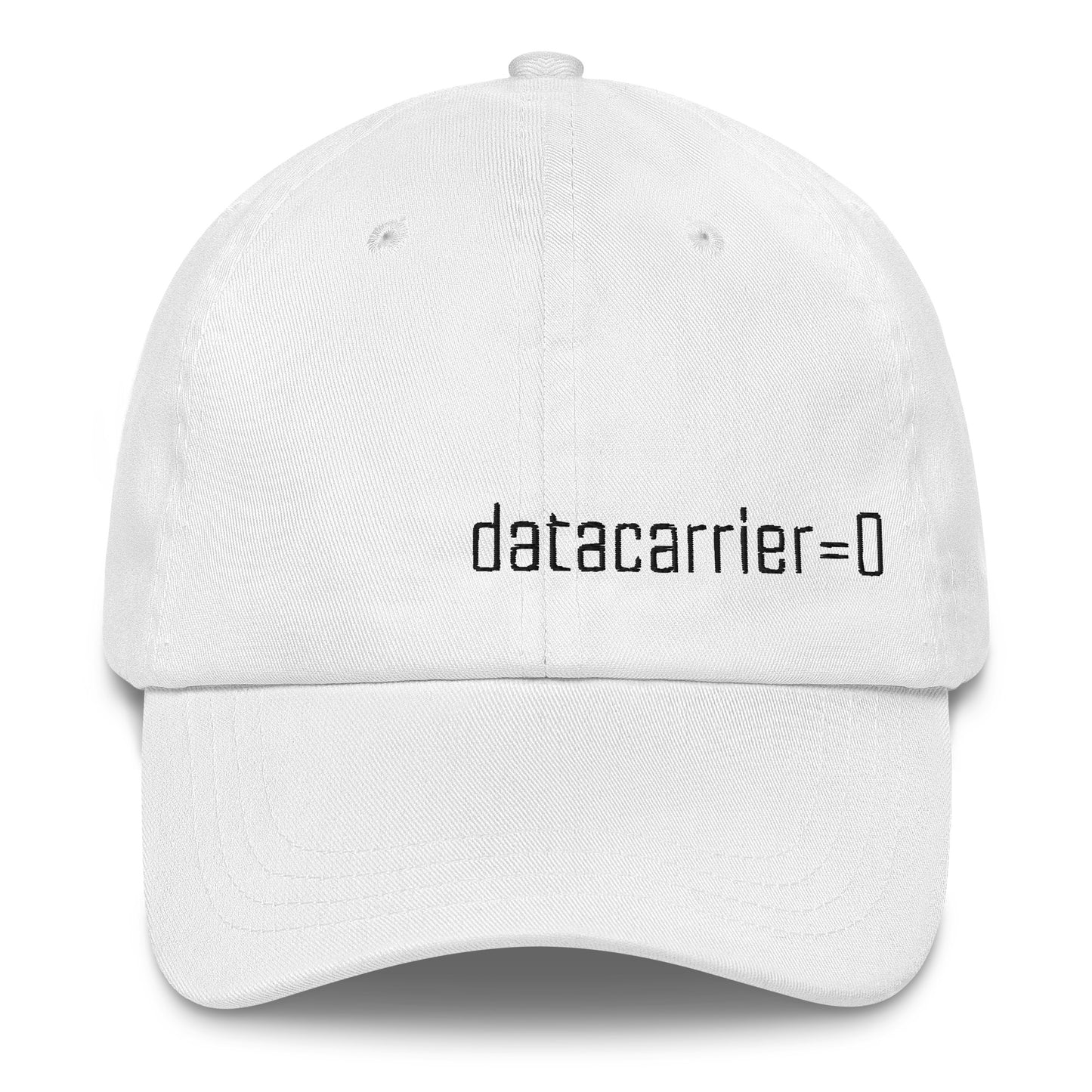 White cap with 'datacarrier=0' text on a white background