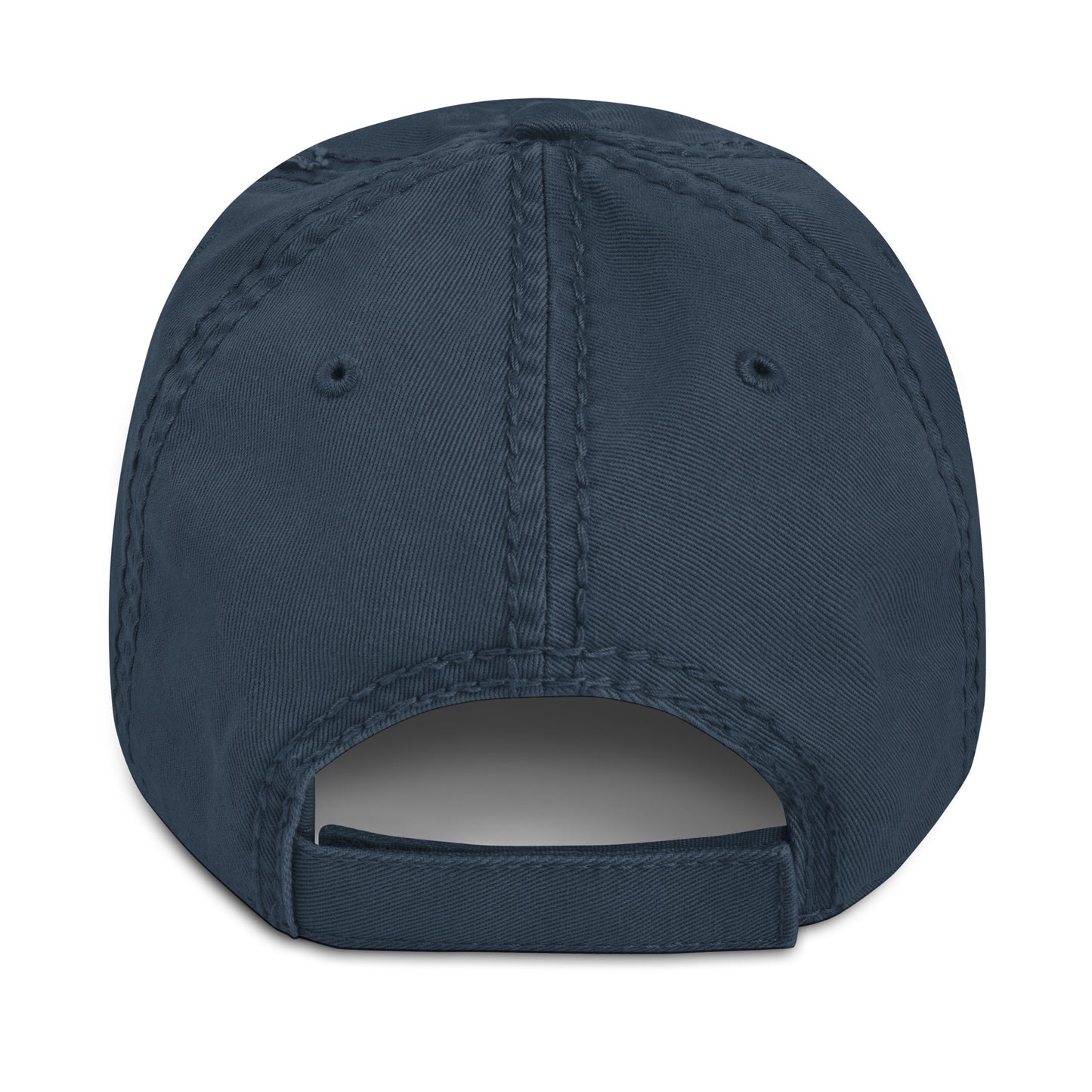 Navy blue cap back view on a white background