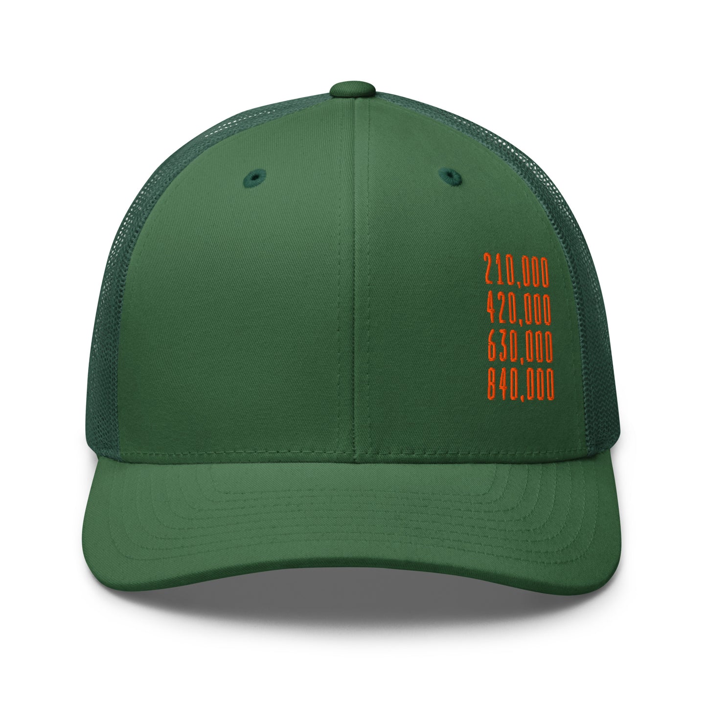 Green cap with orange halving block heights text on a white background