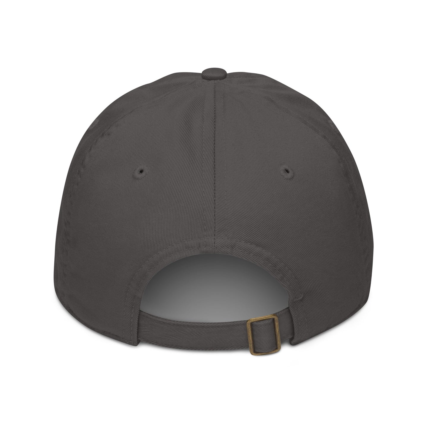 Dark gray cap with a strap on a white background