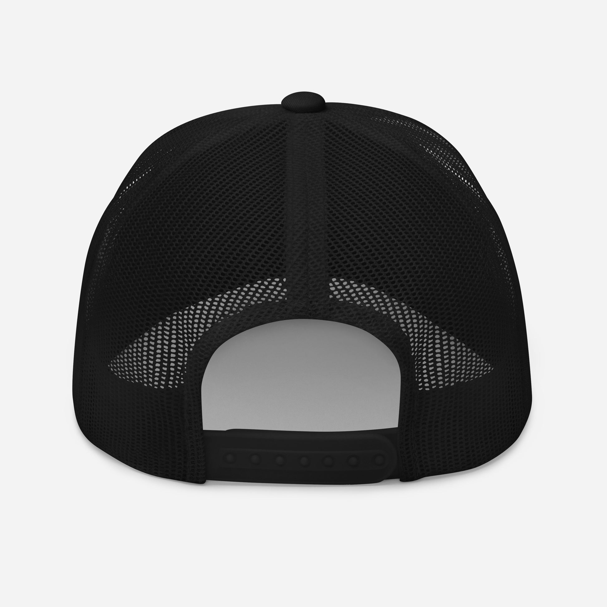 Black mesh cap on a light gray background