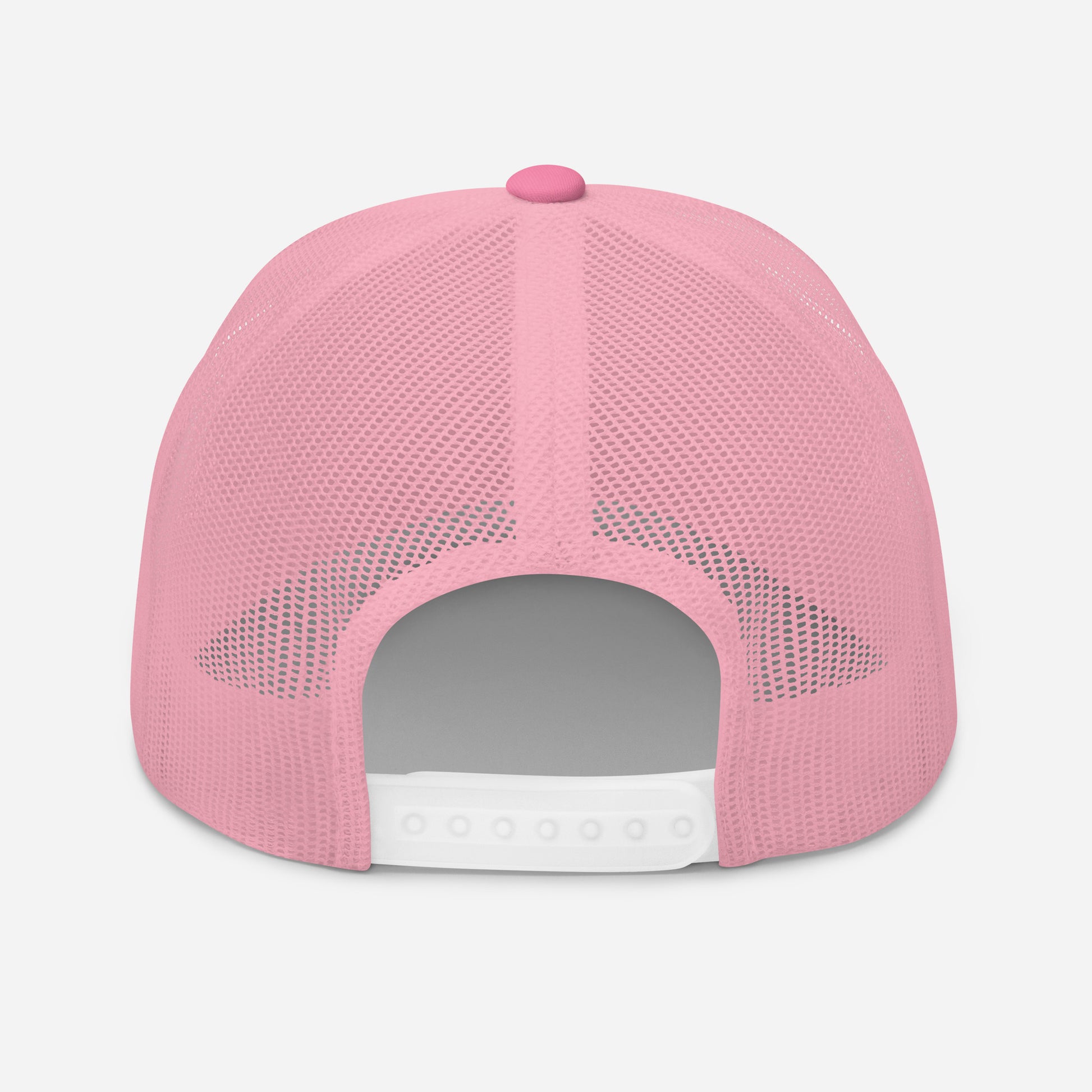 Pink mesh cap on a light gray background
