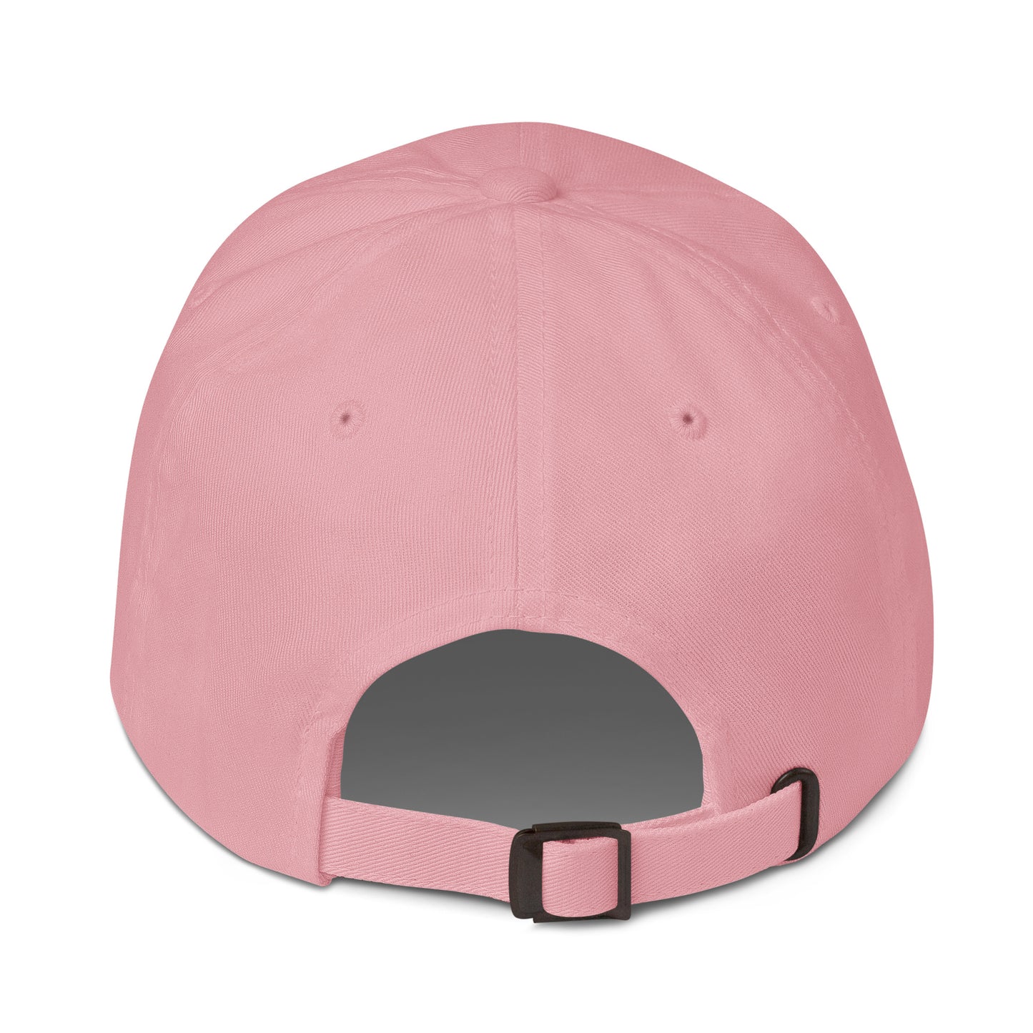 Pink baseball cap with a strap on a white background