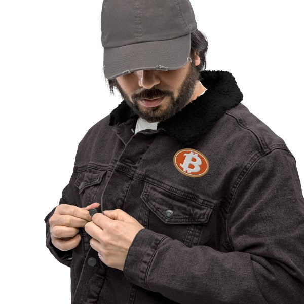 Bitcoin Road Train Unisex Denim Sherpa Jacket