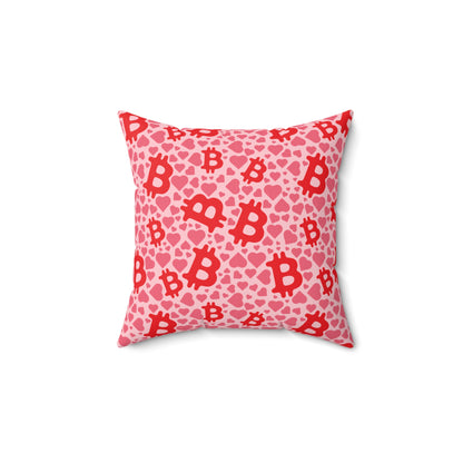 Itty Bitties Bitcoin and Hearts Square Pillow