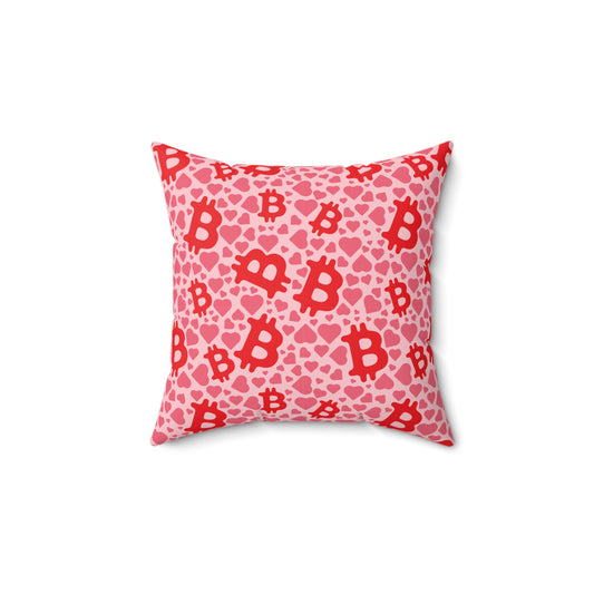 Itty Bitties Bitcoin and Hearts Square Pillow
