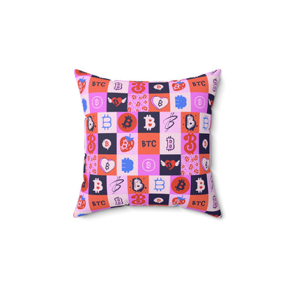 Bitcoin Love Patches Square Pillow