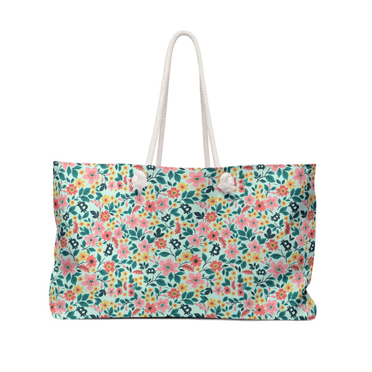 Green Floral Spring Bitcoin Weekender Bag