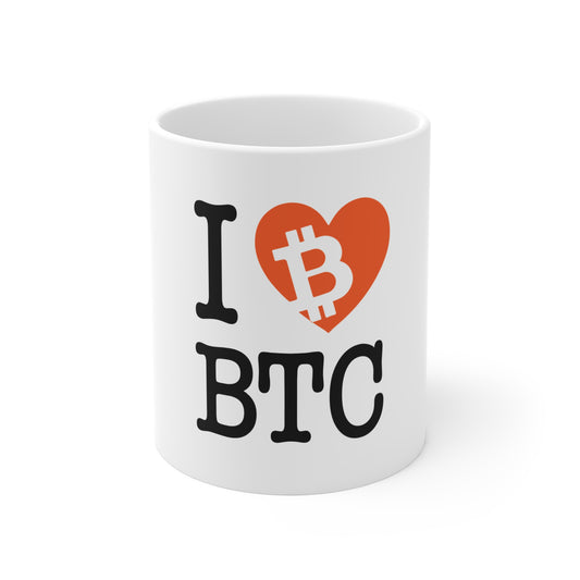 I Heart BTC Bitcoin Mug 11oz