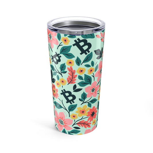Floral Green Spring Bitcoin Tumbler 20oz