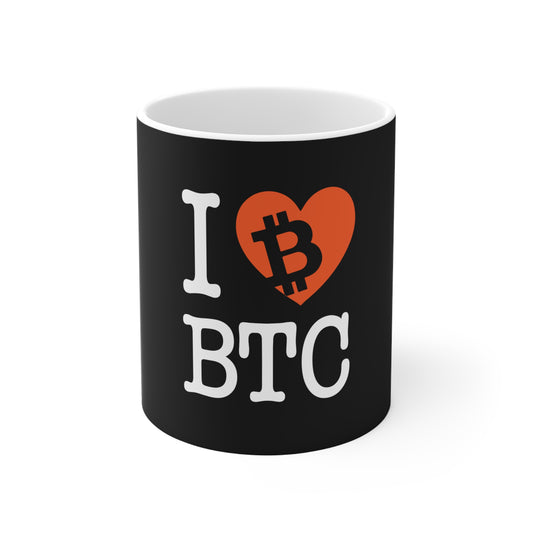 I Heart BTC Black Bitcoin Mug 11oz