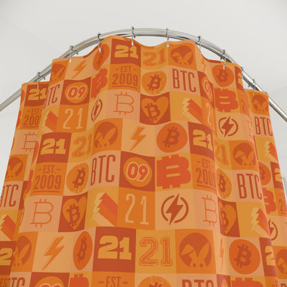 Orange Bitcoin Journey Shower Curtains