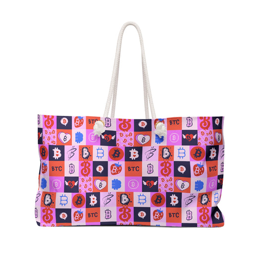 Bitcoin Love Patchwork Weekender Bag
