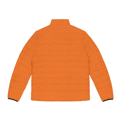 Orange Bitcoin Hex Men's Puffer Jacket