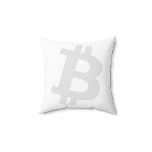 White Bitcoin Stealth Square Pillow
