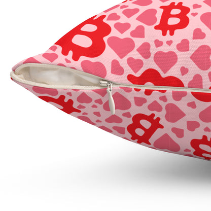Itty Bitties Bitcoin and Hearts Square Pillow