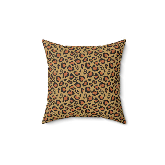 Bitcoin Leopard Print Square Pillow