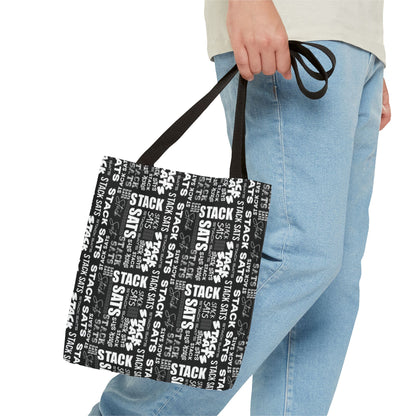Stack Sats Black and White Tote Bag