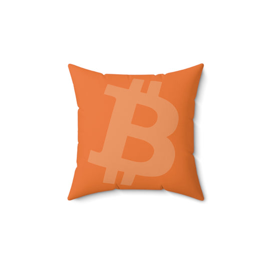 Orange Bitcoin Stealth Square Pillow
