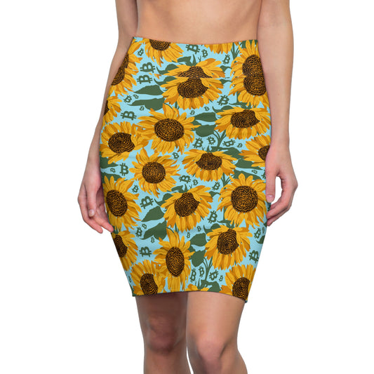 Bitcoin Sunflowers Women's Pencil Skirt