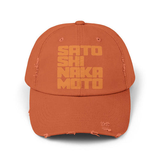 Satoshi Nakamoto Cubed Printed (STEALTH) Distressed Cap