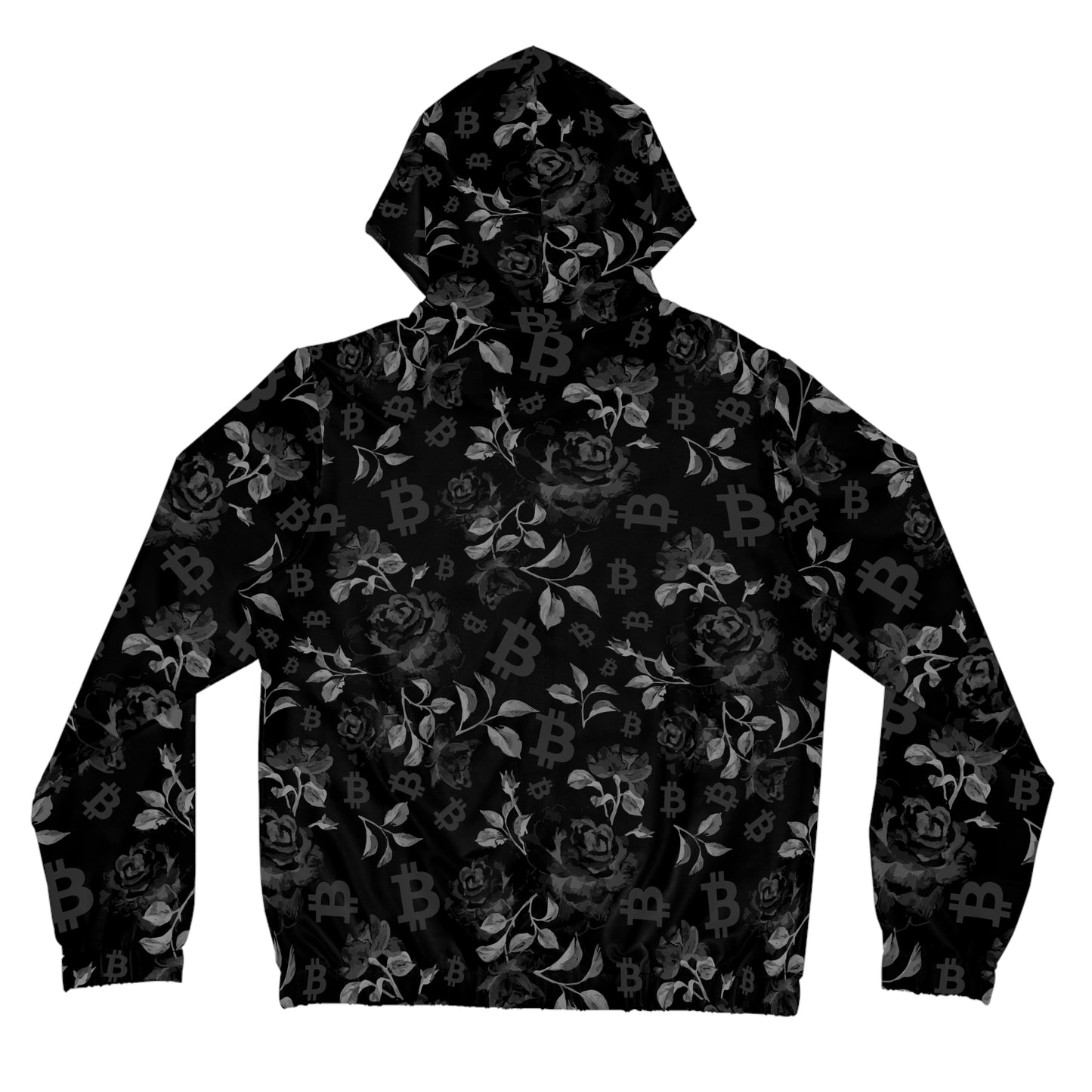 Black Stack Roses Women’s Full-Zip Hoodie