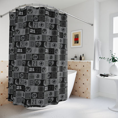Black Bitcoin Journey Shower Curtains