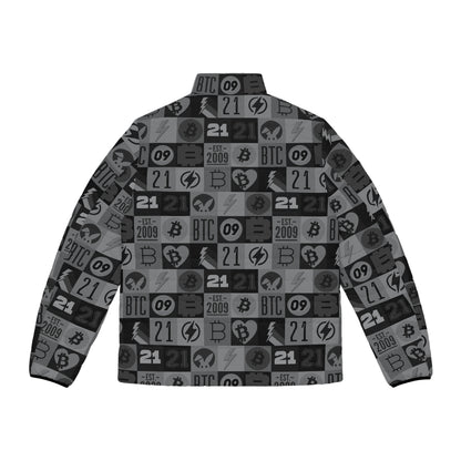 Black Bitcoin Journey Men's Puffer Jacket