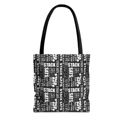 Stack Sats Black and White Tote Bag